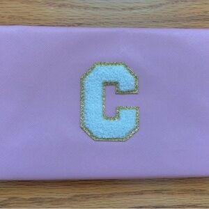 Amazon Kid’s Pink Personalized Initial Cosmetic Bag with Chenille Letter C Patch